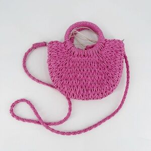 Top It Off Pink Crossbody Straw Pouch Purse Beach Travel Resort Vacation Cruise